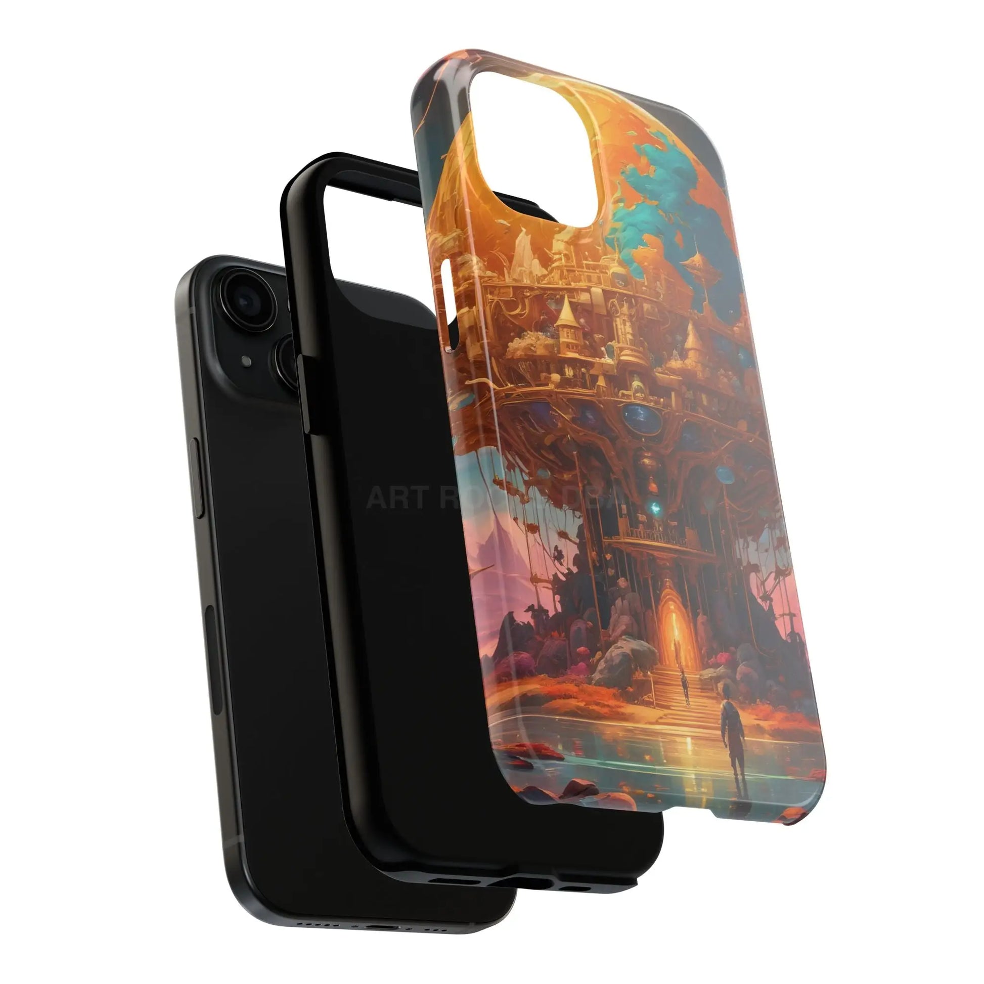 Fantasy Golden World Phone Case Durable Phone Cover Unique Artwork Case Gift for Gamers Cosmic Aesthetic Phone
