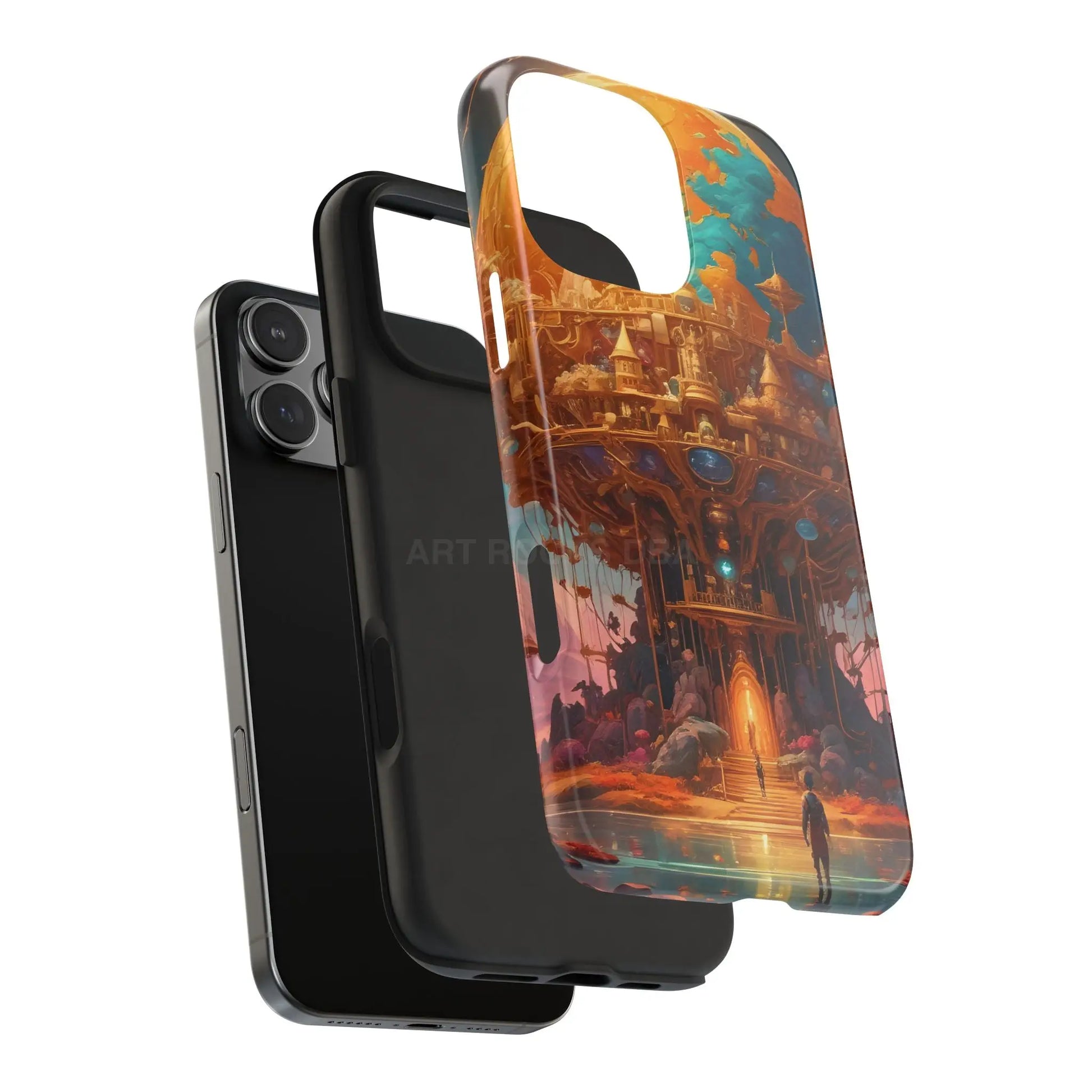 Fantasy Golden World Phone Case Durable Phone Cover Unique Artwork Case Gift for Gamers Cosmic Aesthetic Phone