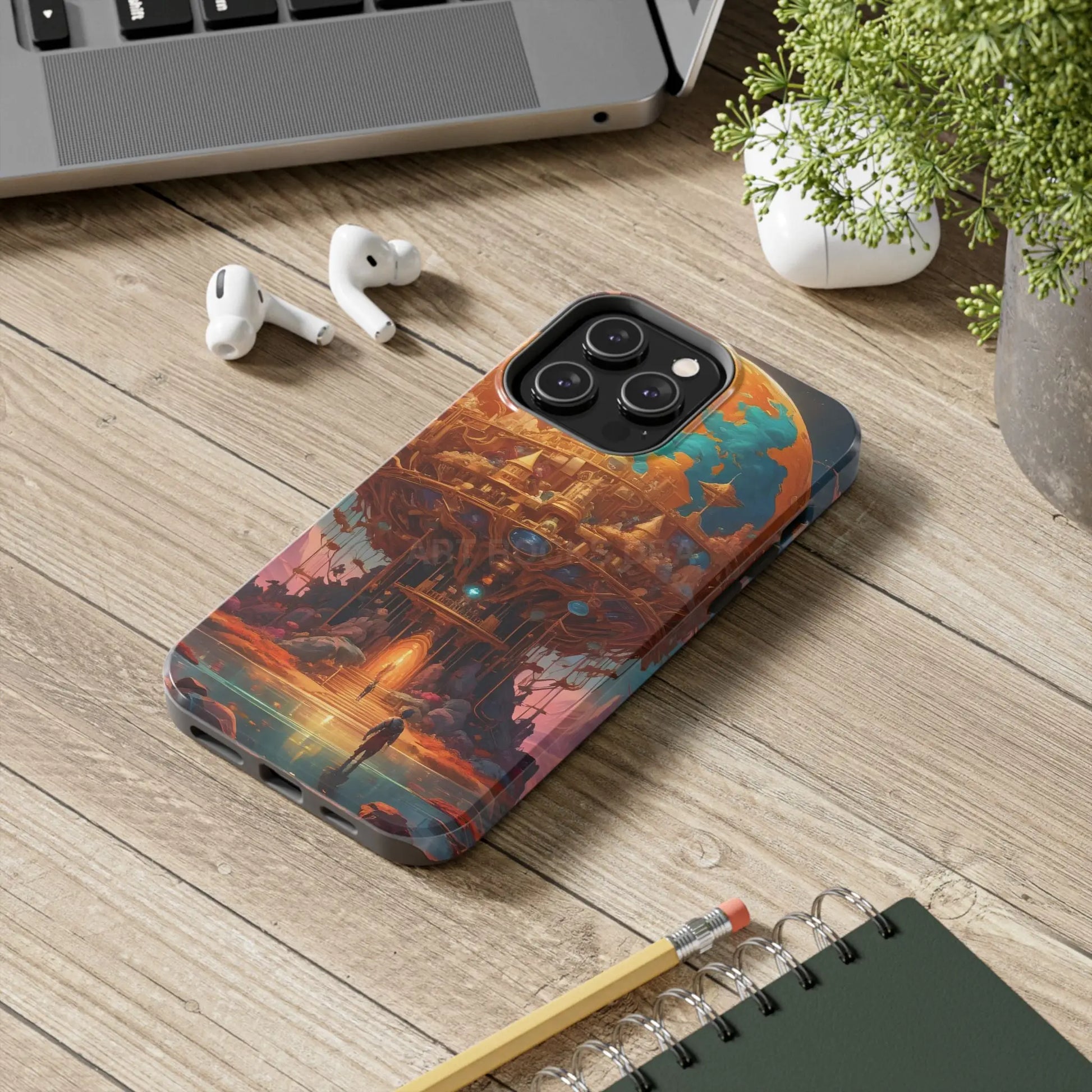 Fantasy Golden World Phone Case Durable Phone Cover Unique Artwork Case Gift for Gamers Cosmic Aesthetic Phone