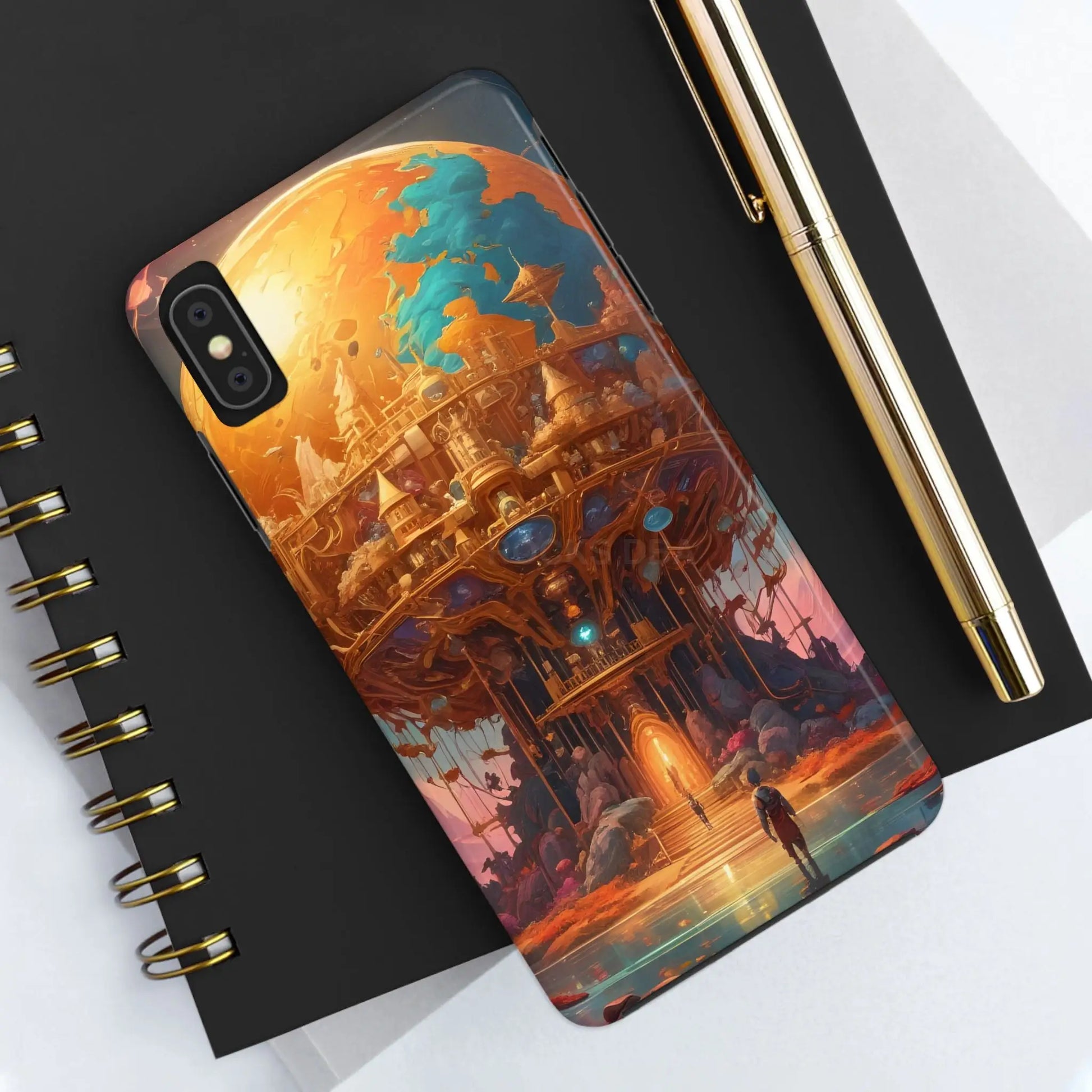 Fantasy Golden World Phone Case Durable Phone Cover Unique Artwork Case Gift for Gamers Cosmic Aesthetic Phone