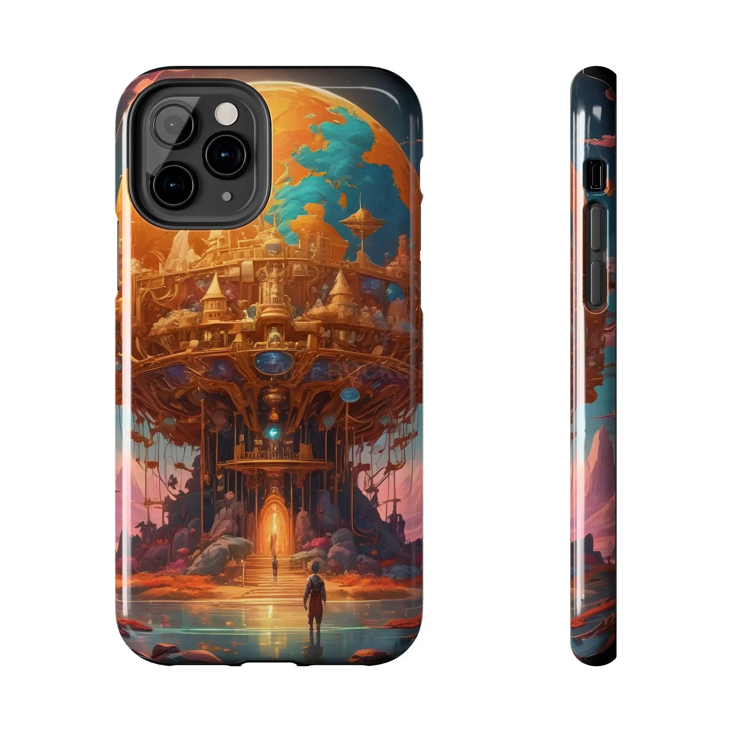 Fantasy Golden World Phone Case Durable Phone Cover Unique Artwork Case Gift for Gamers Cosmic Aesthetic Phone
