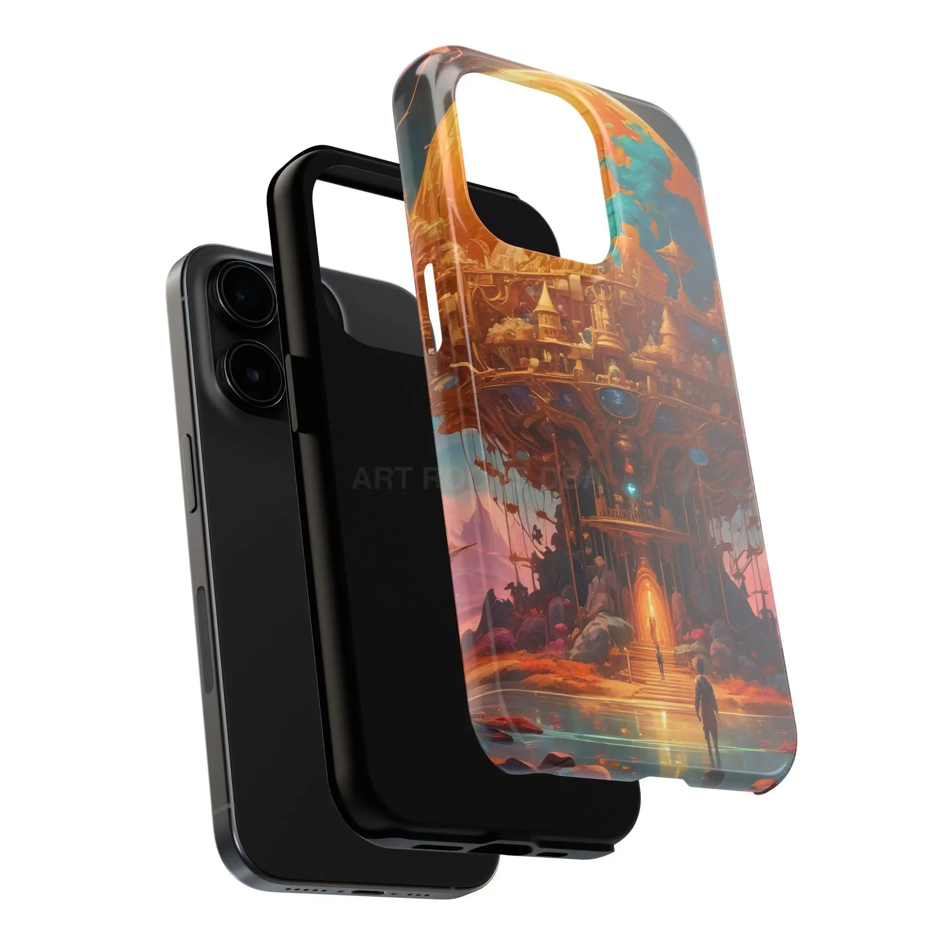 Fantasy Golden World Phone Case Durable Phone Cover Unique Artwork Case Gift for Gamers Cosmic Aesthetic Phone