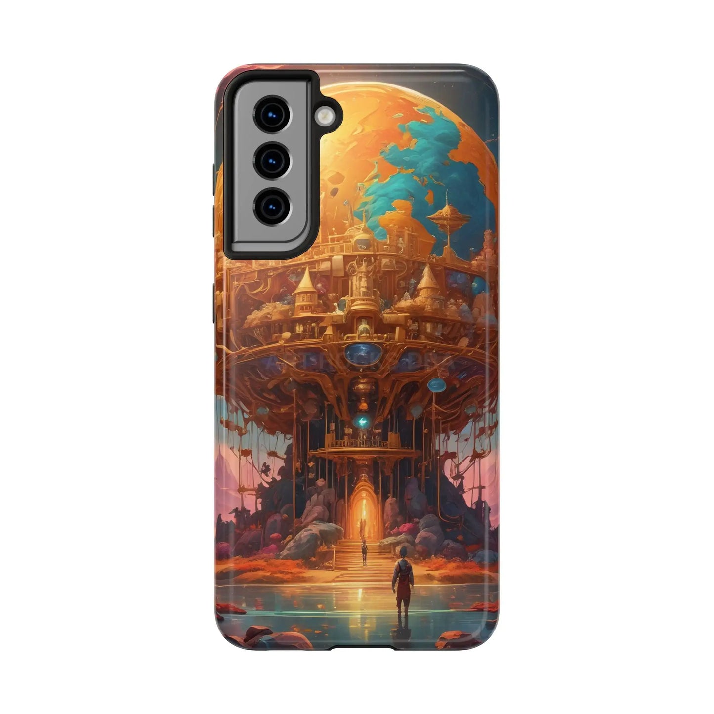 Fantasy Golden World Phone Case Durable Phone Cover Unique Artwork Case Gift for Gamers Cosmic Aesthetic Phone