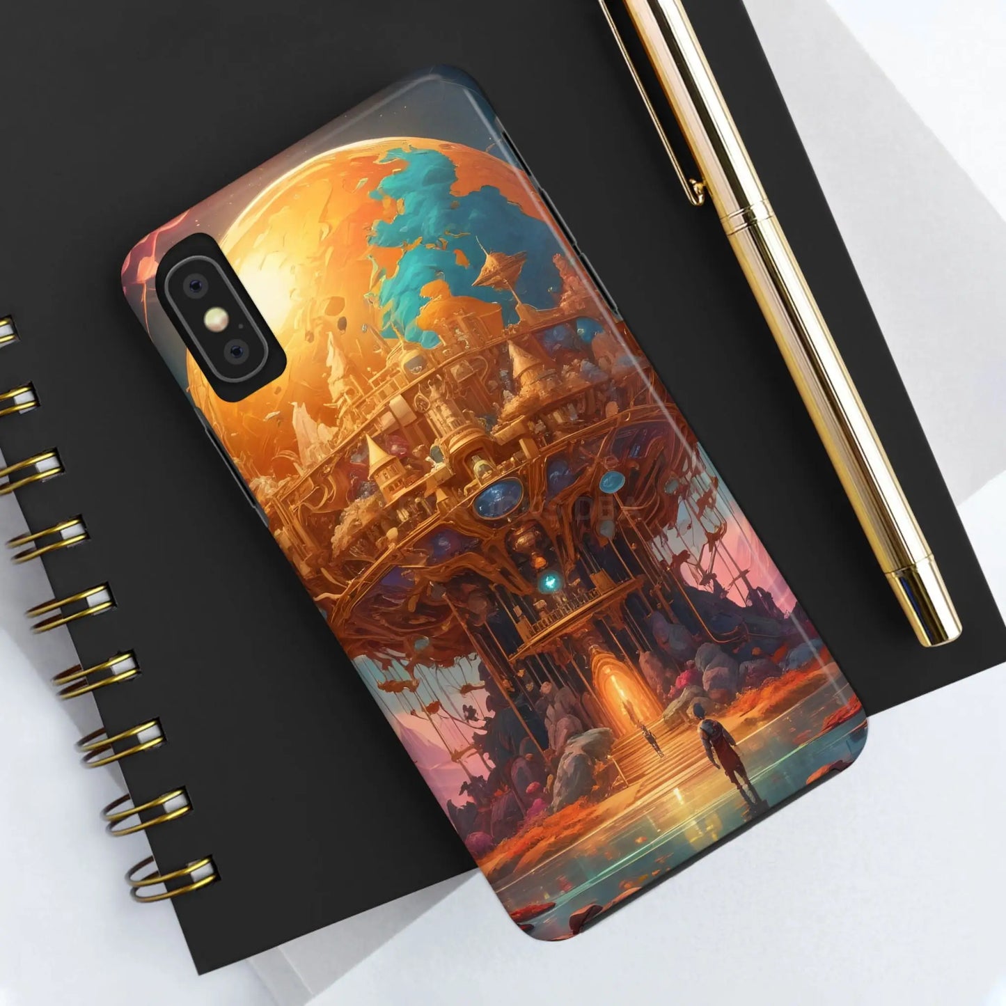 Fantasy Golden World Phone Case Durable Phone Cover Unique Artwork Case Gift for Gamers Cosmic Aesthetic Phone