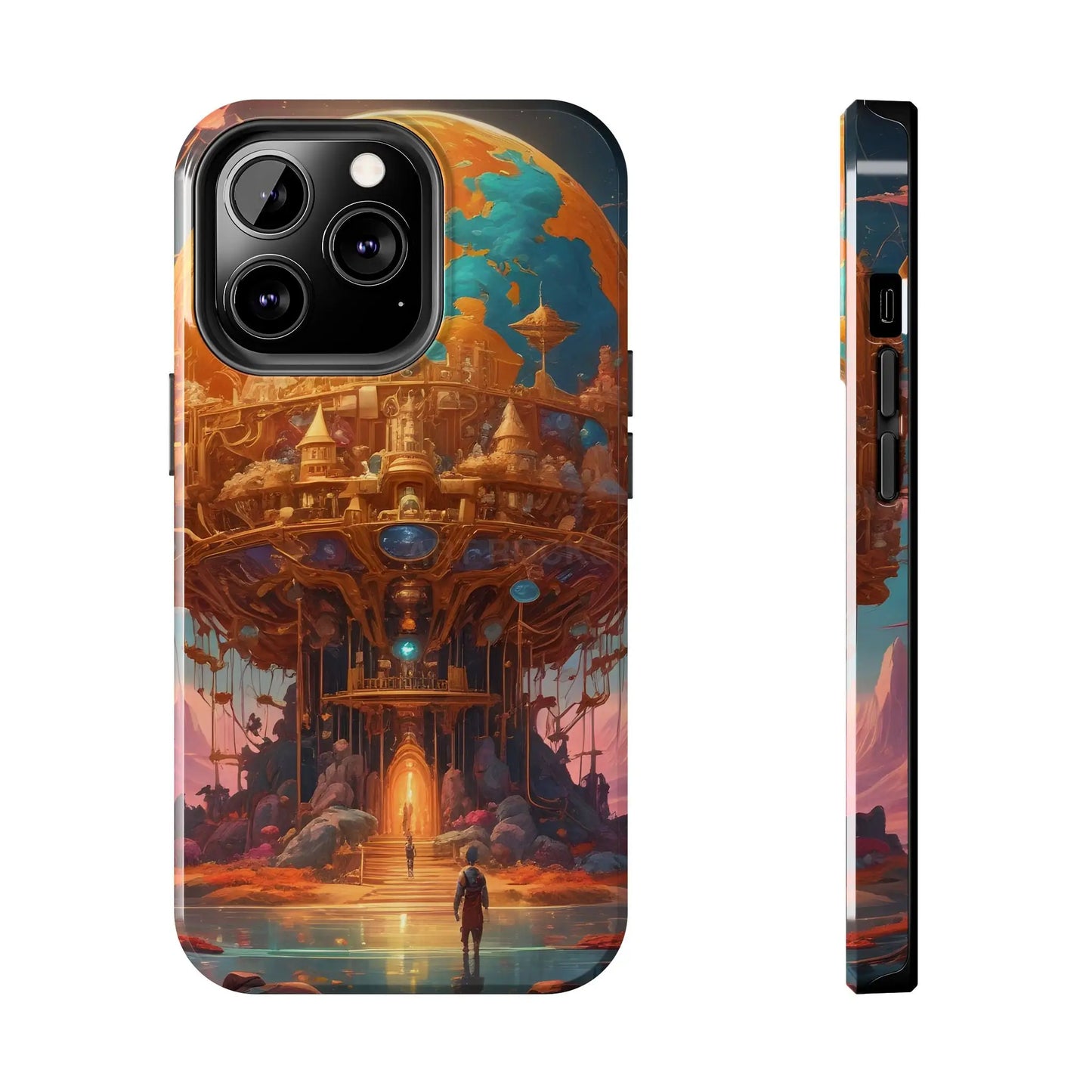 Fantasy Golden World Phone Case Durable Phone Cover Unique Artwork Case Gift for Gamers Cosmic Aesthetic Phone