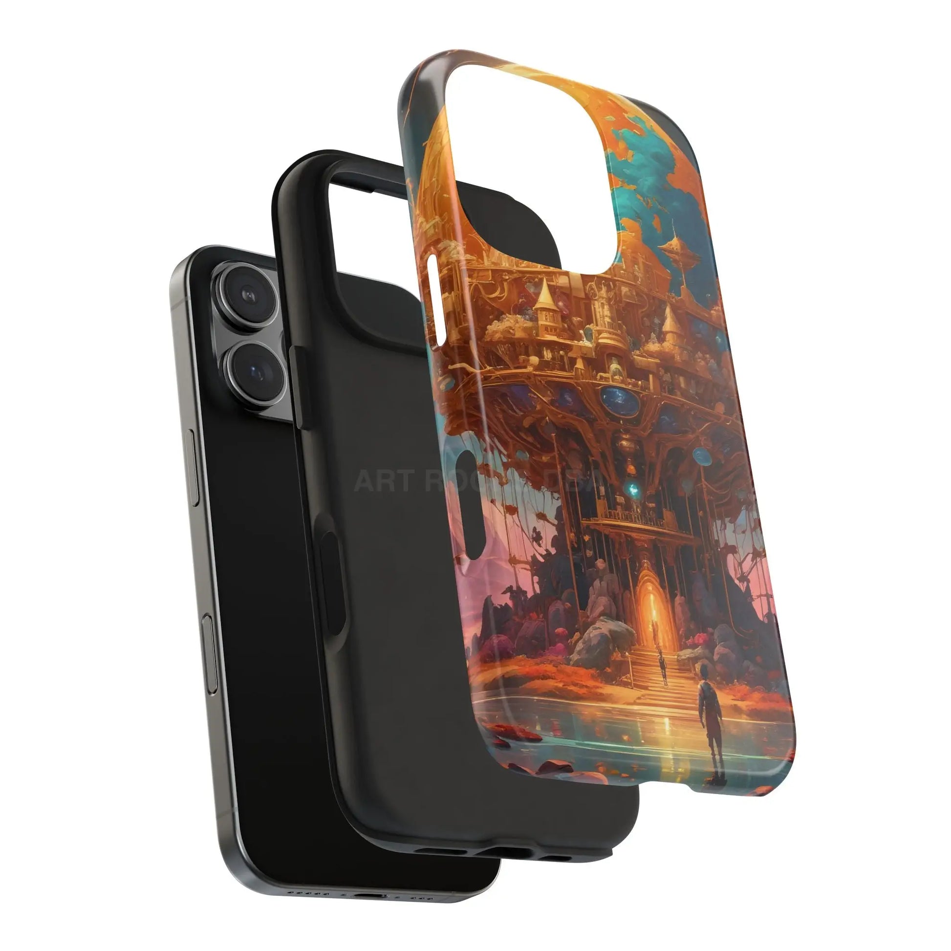 Fantasy Golden World Phone Case Durable Phone Cover Unique Artwork Case Gift for Gamers Cosmic Aesthetic Phone