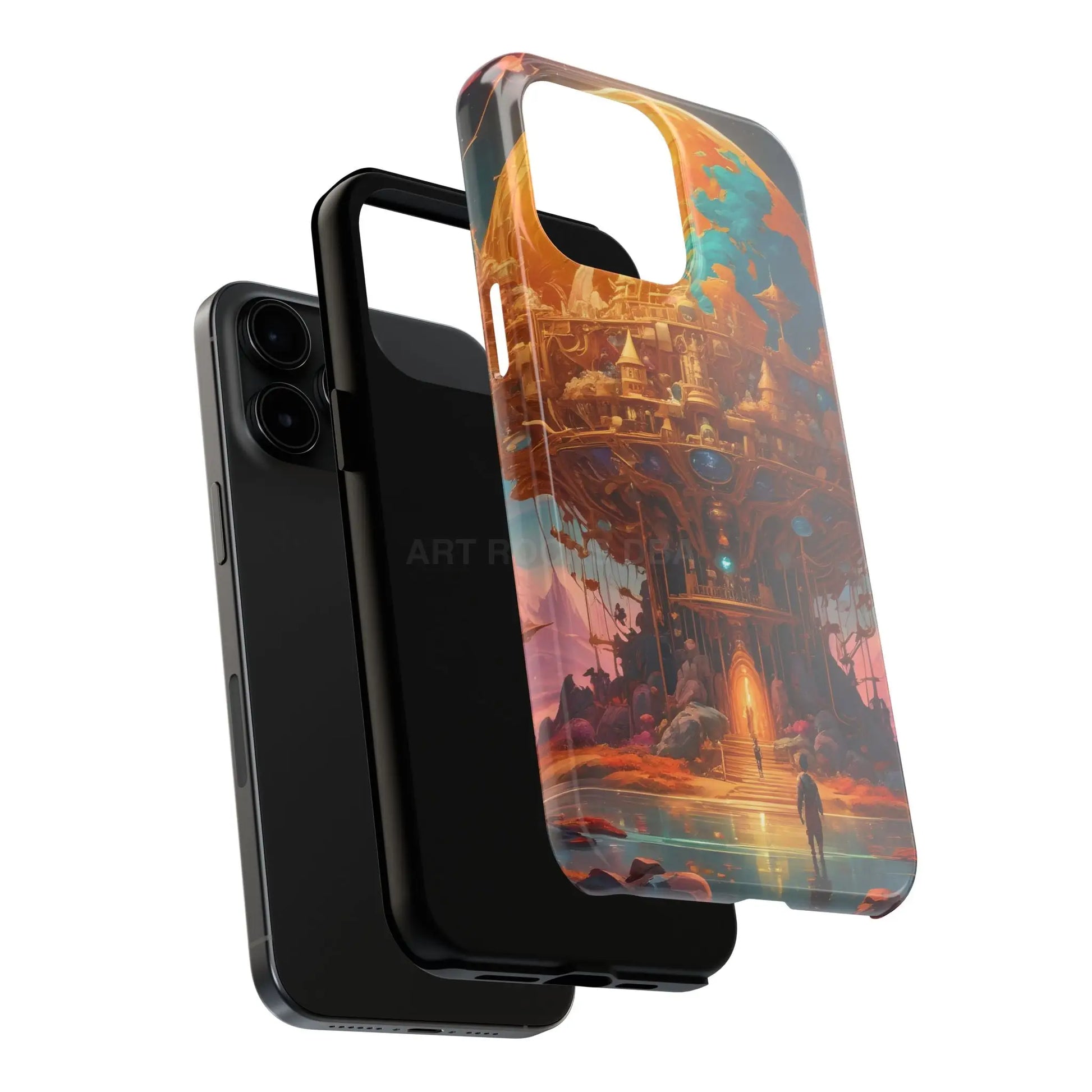 Fantasy Golden World Phone Case Durable Phone Cover Unique Artwork Case Gift for Gamers Cosmic Aesthetic Phone