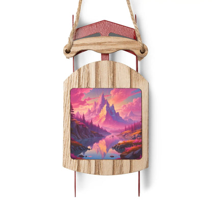 Fantasy Mountain Sled Ornament — Winter Ski Lodge Holiday Decoration - 2.1’’ × 4.6’’ / 1 pc - Home Decor