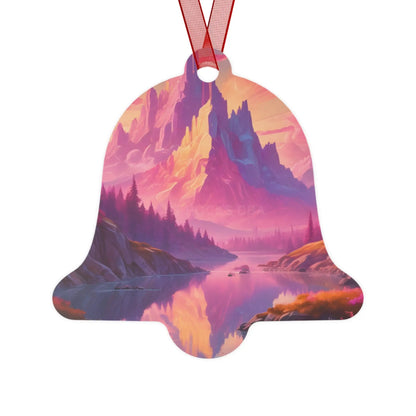 Fantasy Mountain Sunset Metal Ornament — Scenic Landscape Holiday Decoration - Bell / One Size - Home Decor