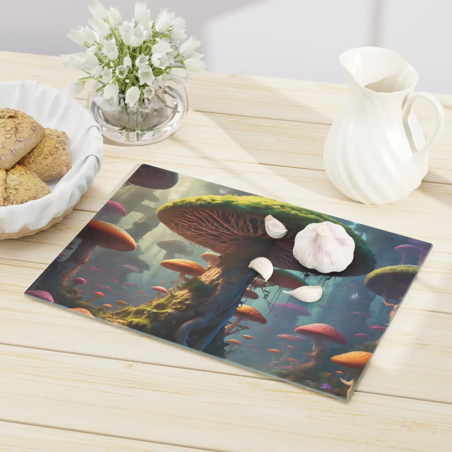 Fantasy Mushroom Forest Cutting Board — Whimsical Woodland Kitchen Decor - Home Decor