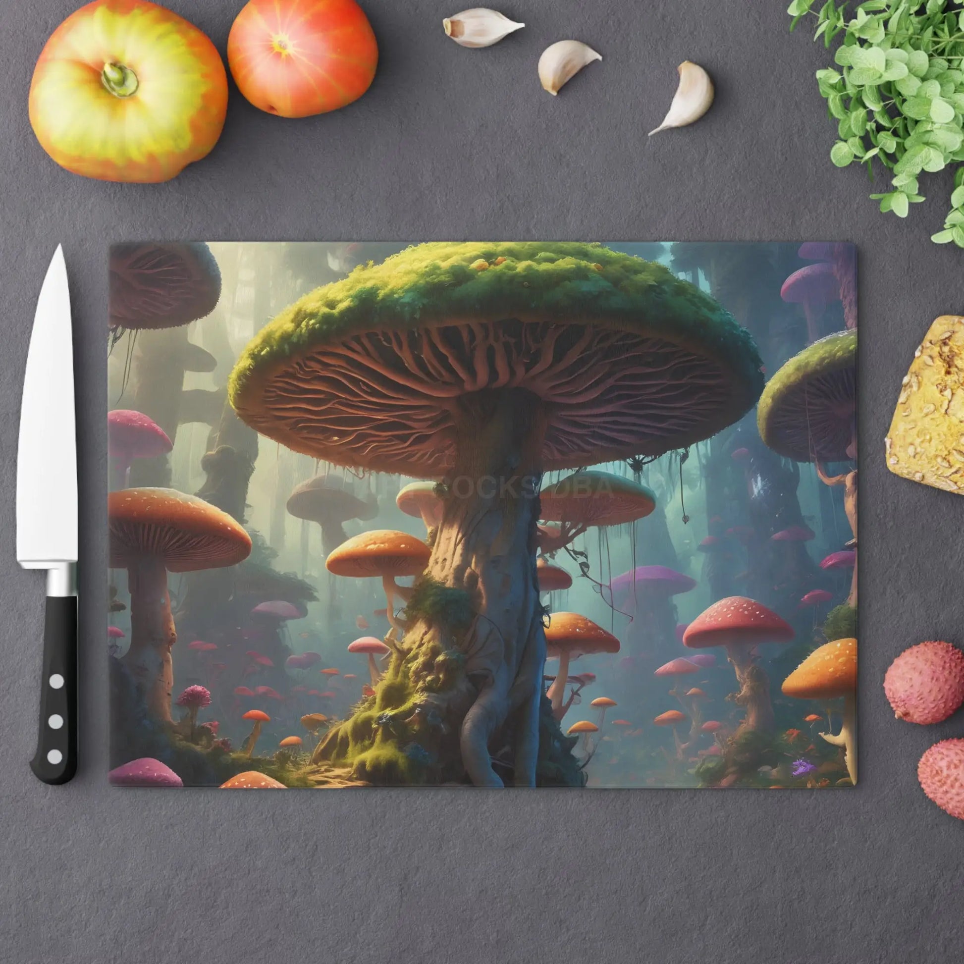 Fantasy Mushroom Forest Cutting Board — Whimsical Woodland Kitchen Decor - Large - Home Decor