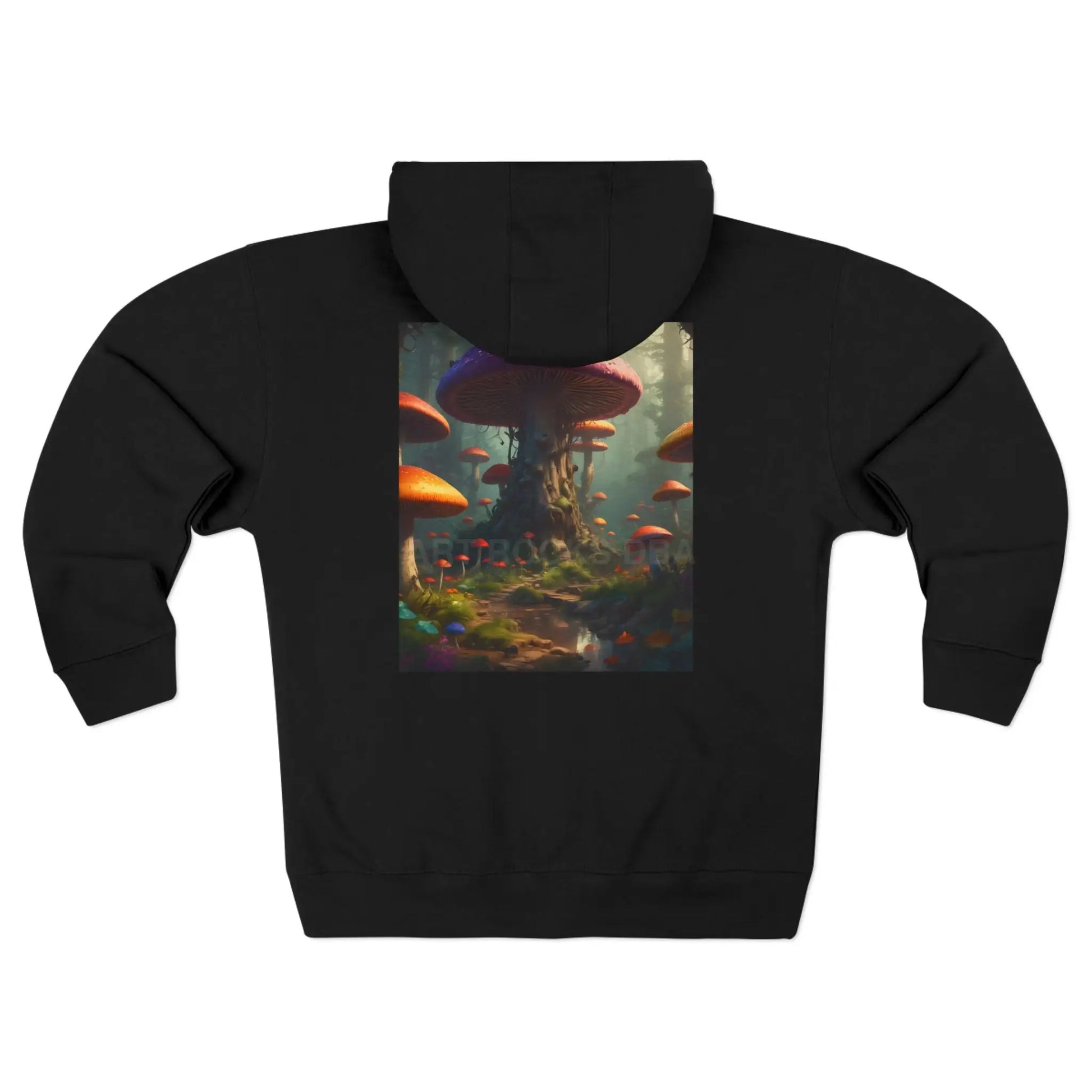 Fantasy Mushroom Forest Zip-Up Hoodie - XS / Black - Hoodie