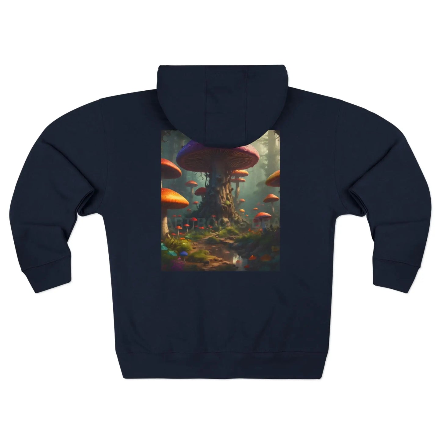 Fantasy Mushroom Forest Zip-Up Hoodie - XS / Navy - Hoodie