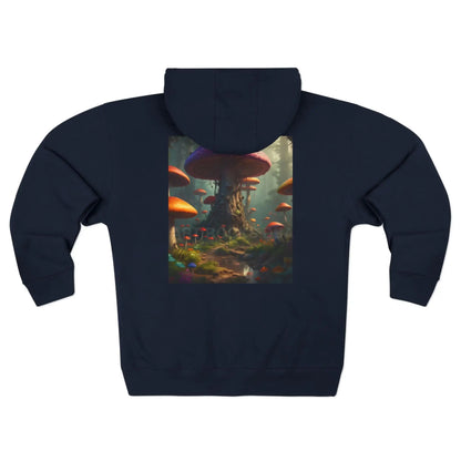 Fantasy Mushroom Forest Zip-Up Hoodie - XS / Navy - Hoodie