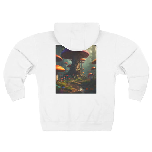 Fantasy Mushroom Forest Zip-Up Hoodie - XS / White - Hoodie