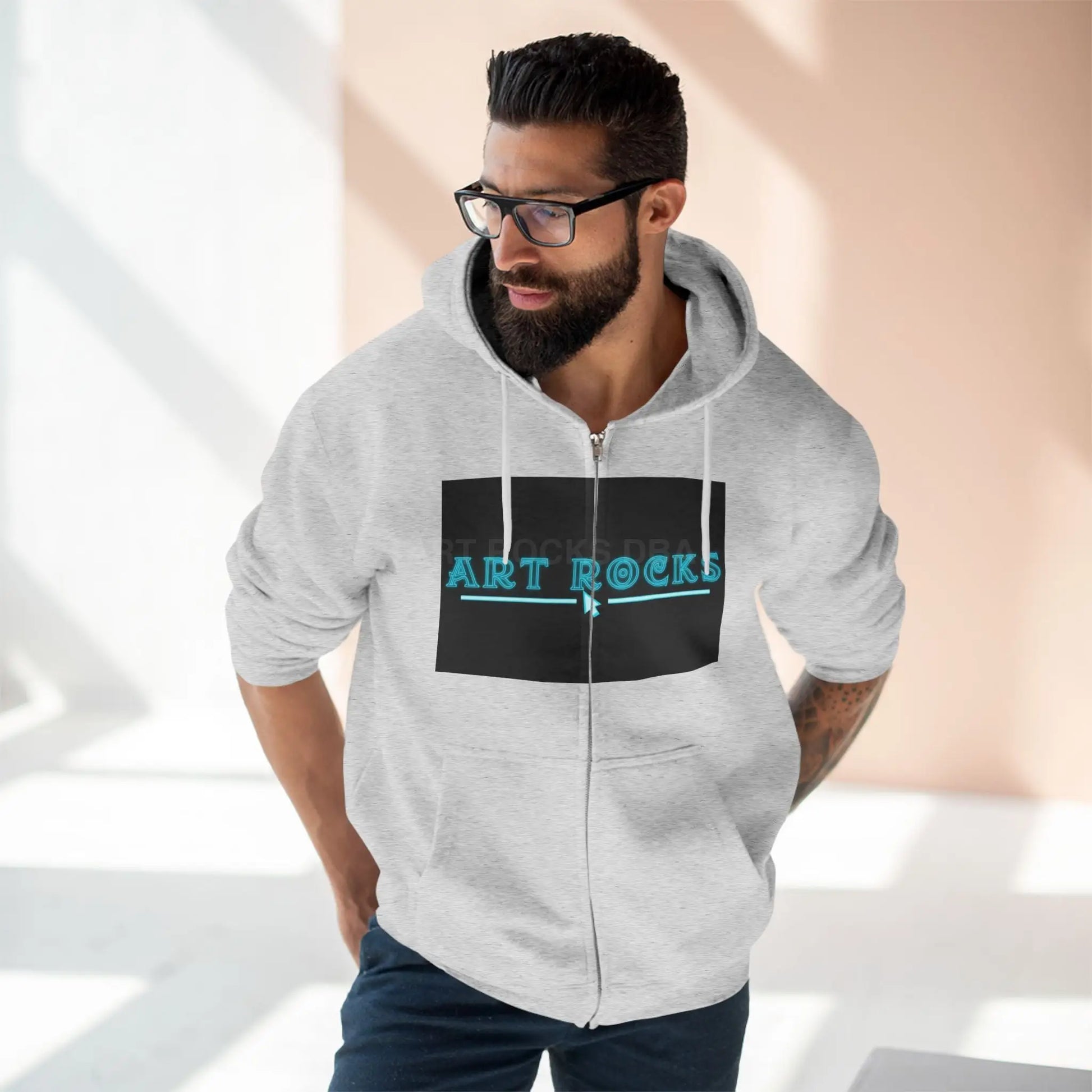 Fantasy Secret Underground Waterfall Cave Painting Style Zip-Up Sweatshirt - Hoodie