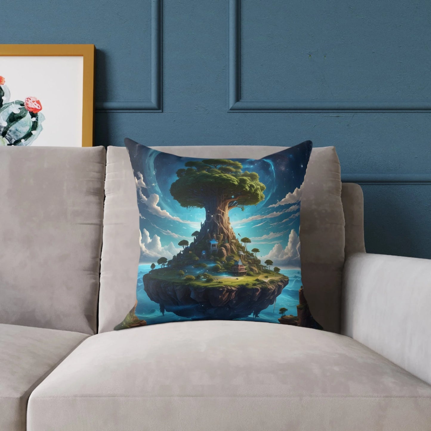 Fantasy Tree Square Poly Canvas Pillow Decorative Throw Cushion Cozy Home Décor Unique Gift for Nature Lovers Dreamy