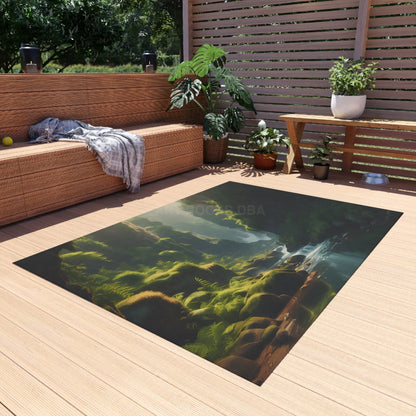 Fern Filled Canyon Outdoor Rug for Gardens Patios & Decks | Ideal for Camping Picnics and Outdoor Gatherings