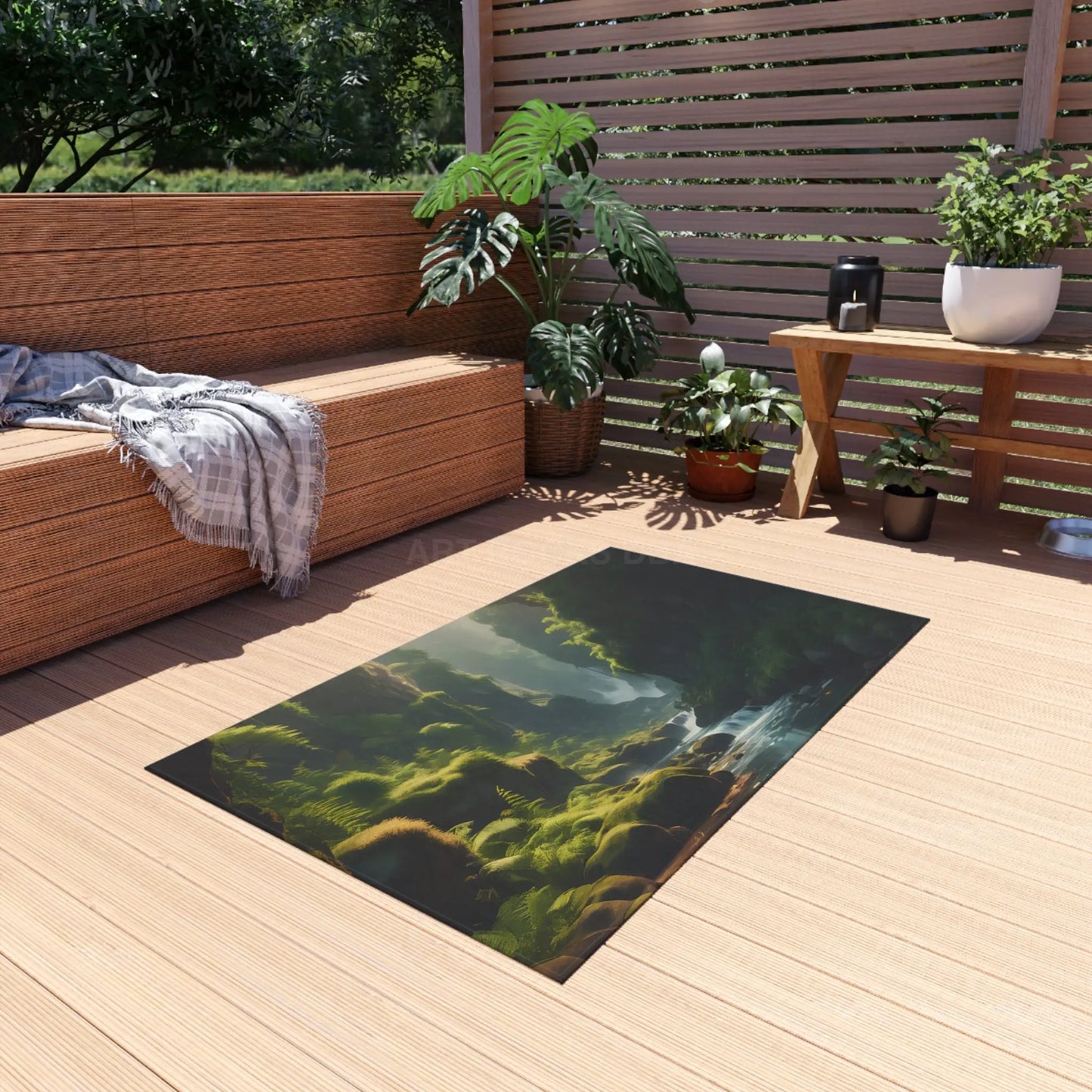 Fern Filled Canyon Outdoor Rug for Gardens Patios & Decks | Ideal for Camping Picnics and Outdoor Gatherings