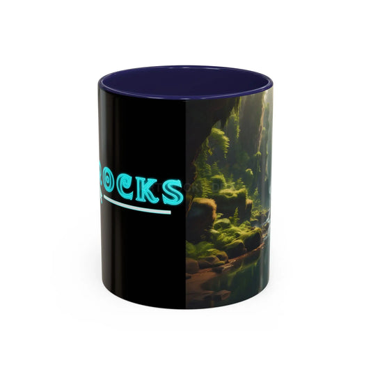 Fern Forest River Accent Coffee Mug — Serene Nature Landscape 11/15oz - 11oz / Navy - Mug