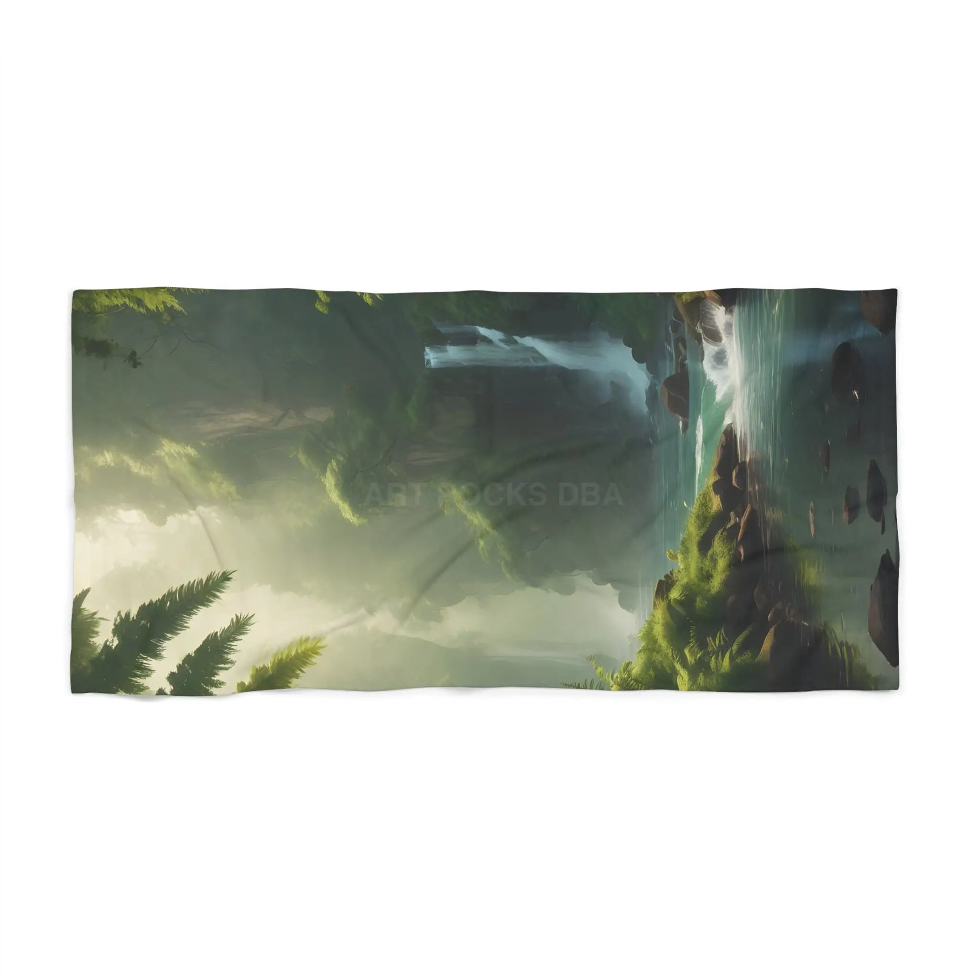 Fern Forest Waterfall Beach Towel - Home Decor