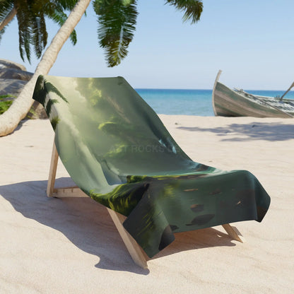 Fern Forest Waterfall Beach Towel - Home Decor