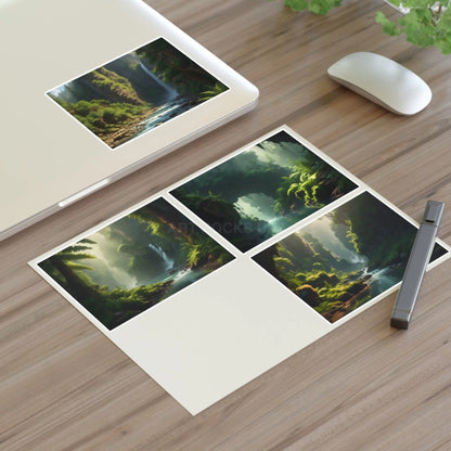 Fern Landscape Sticker Sheets | Forest Decor Waterfall Art Laptop Decals Scrapbooking Eco-Friendly Gifts - 11’’ × 8.5’’