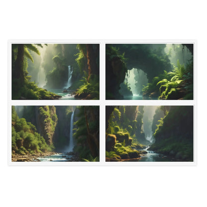 Fern Landscape Sticker Sheets | Forest Decor Waterfall Art Laptop Decals Scrapbooking Eco-Friendly Gifts - 6’’ × 4’’