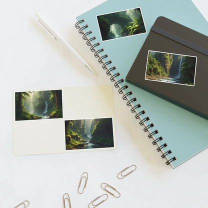Fern Landscape Sticker Sheets | Forest Decor Waterfall Art Laptop Decals Scrapbooking Eco-Friendly Gifts - Paper