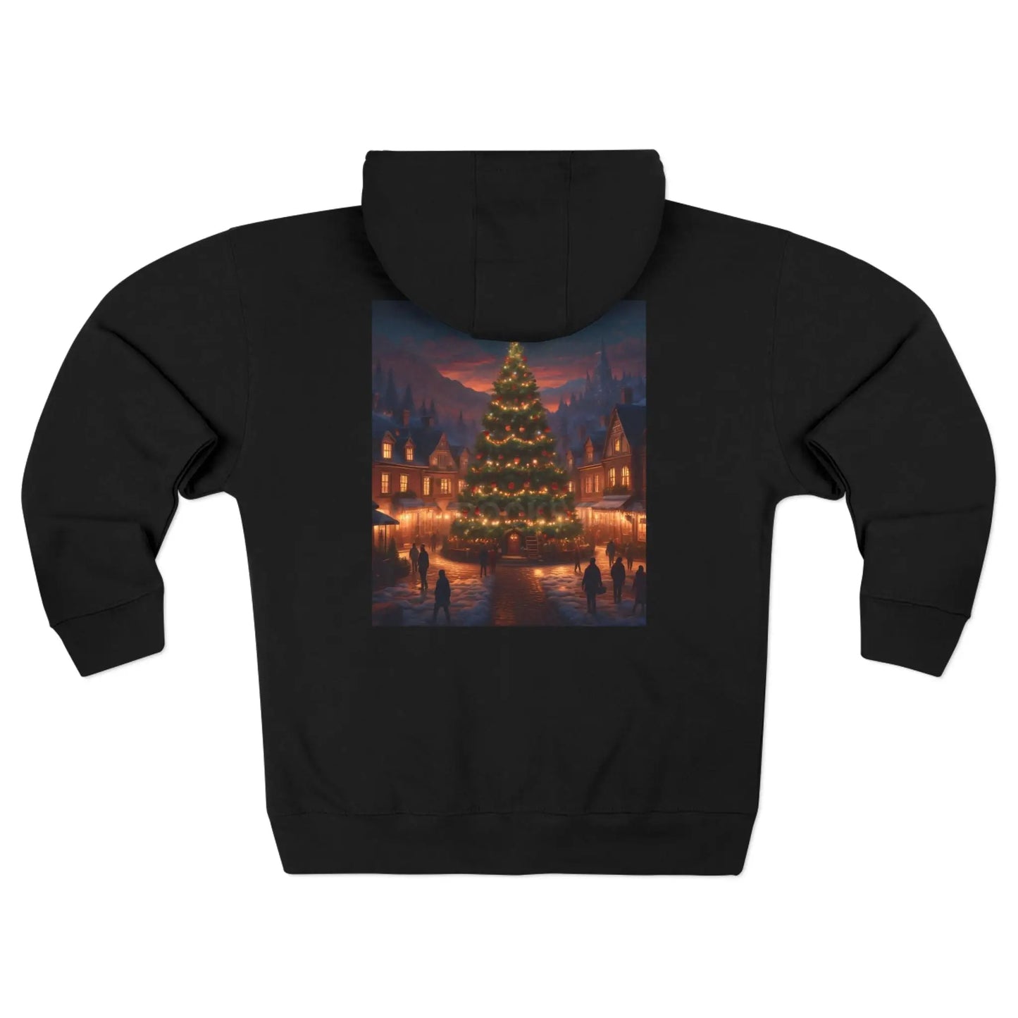 Festive Christmas Tree Town Zip-Up Sweatshirt - XS / Black - Hoodie