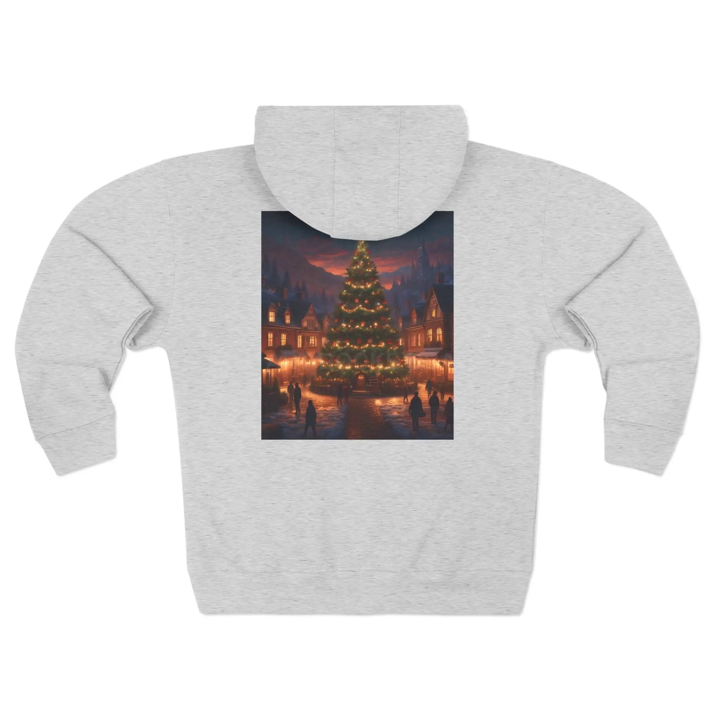 Festive Christmas Tree Town Zip-Up Sweatshirt - XS / Heather Grey - Hoodie