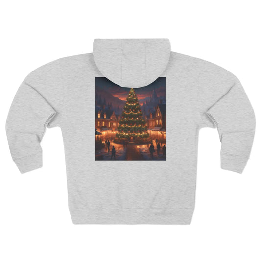 Festive Christmas Tree Town Zip-Up Sweatshirt - XS / Heather Grey - Hoodie