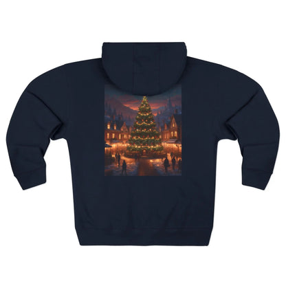 Festive Christmas Tree Town Zip-Up Sweatshirt - XS / Navy - Hoodie