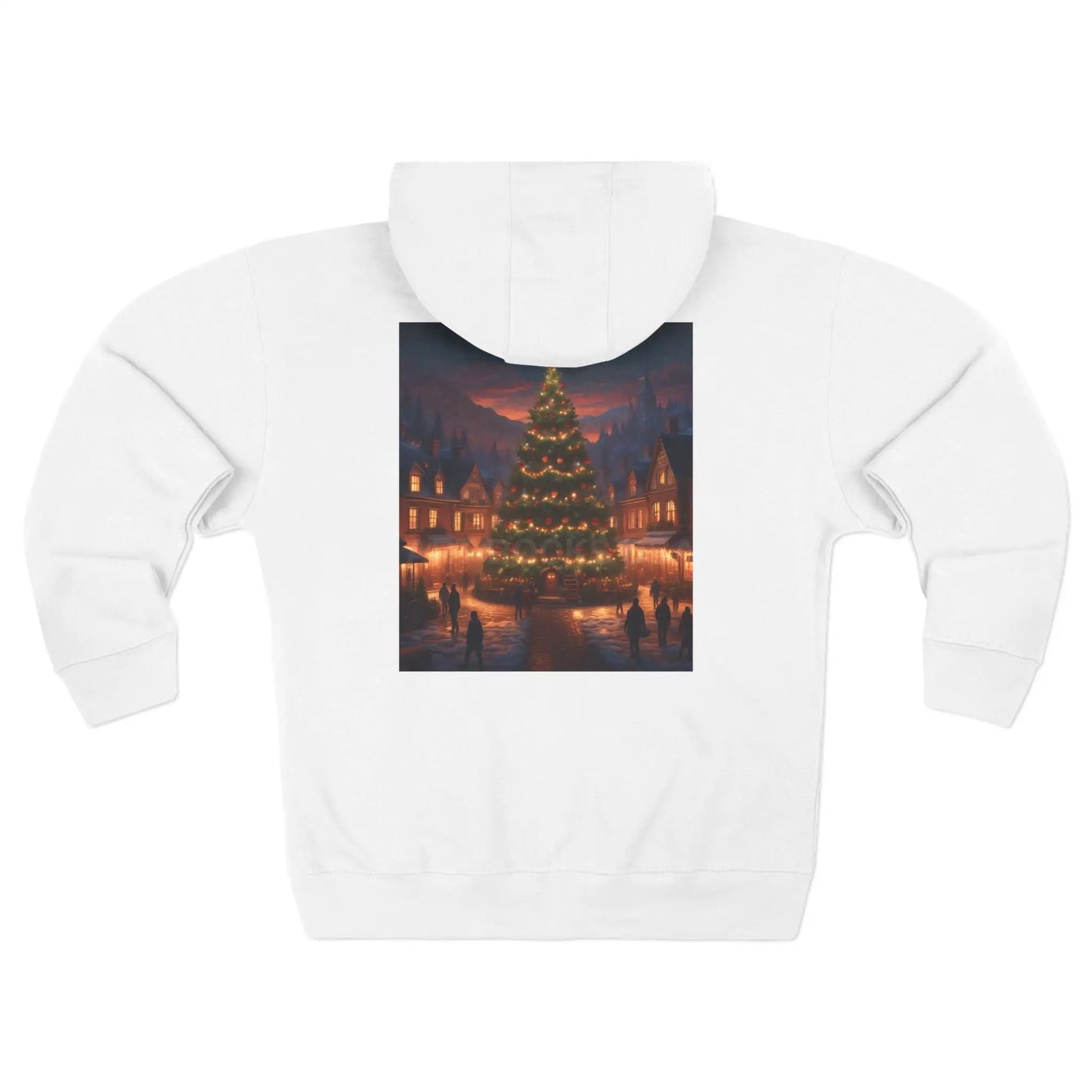 Festive Christmas Tree Town Zip-Up Sweatshirt - XS / White - Hoodie