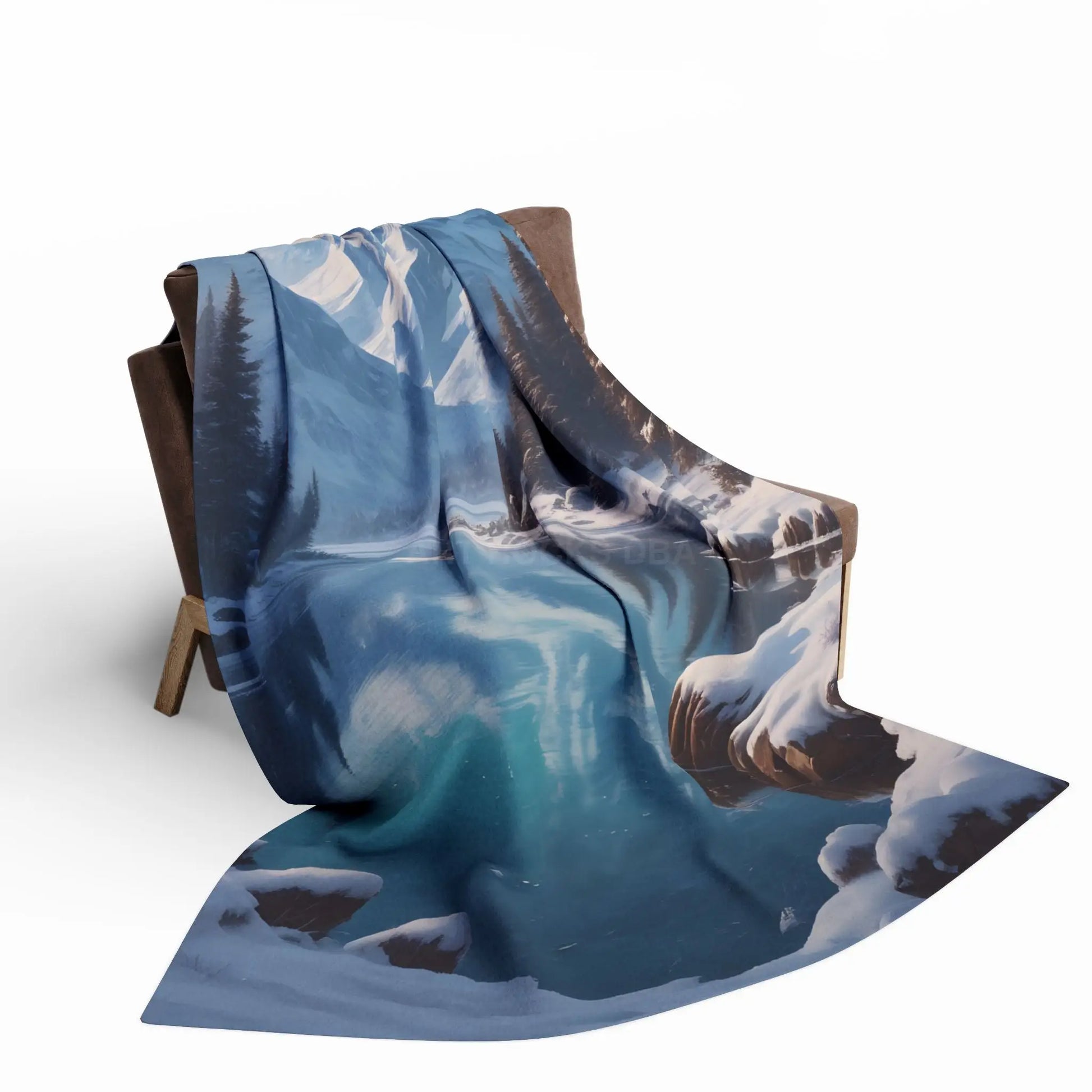 Fleece Blanket - Arctic Glacial Frozen Lake in the Mountains Design - Home Decor