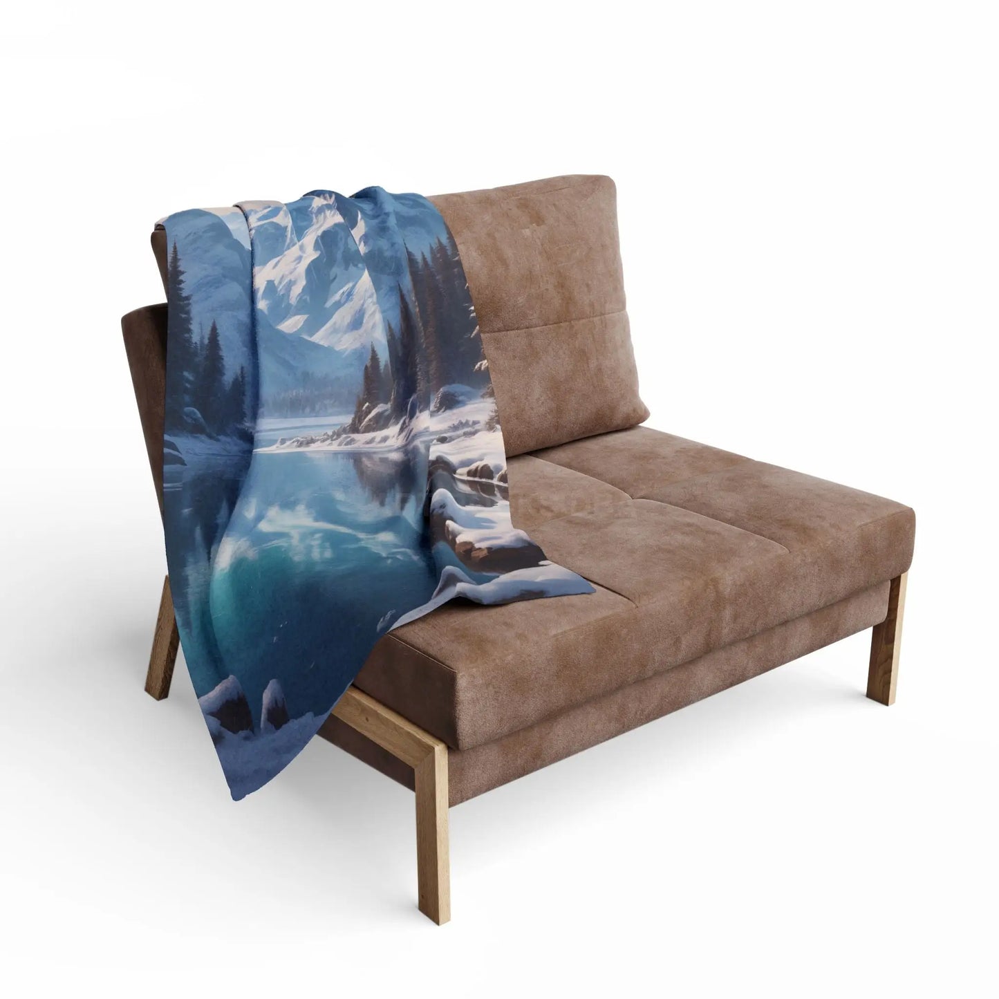 Fleece Blanket - Arctic Glacial Frozen Lake in the Mountains Design - Home Decor