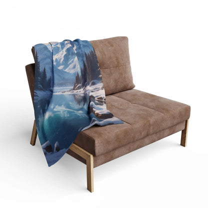 Fleece Blanket - Arctic Glacial Frozen Lake in the Mountains Design - Home Decor