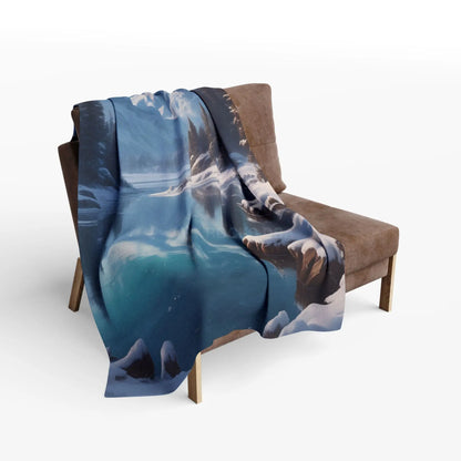 Fleece Blanket - Arctic Glacial Frozen Lake in the Mountains Design - Home Decor