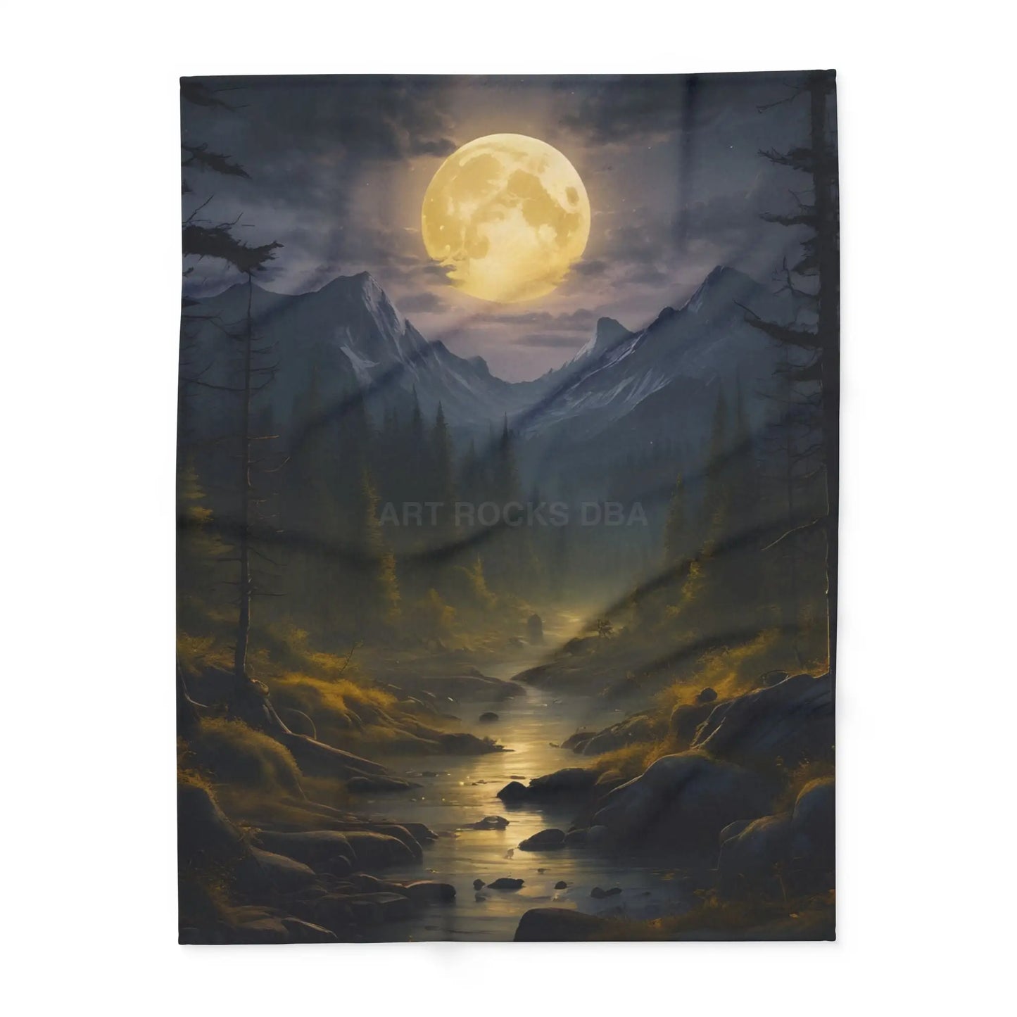 Fleece Blanket Moonlit Dark Forest - 60’’ × 80’’ - Home Decor