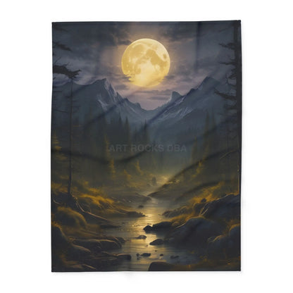 Fleece Blanket Moonlit Dark Forest - 60’’ × 80’’ - Home Decor