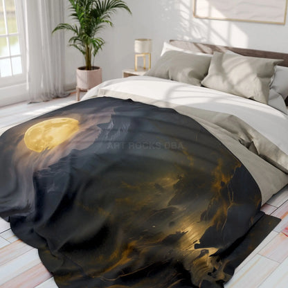 Fleece Blanket Moonlit Dark Forest - Home Decor