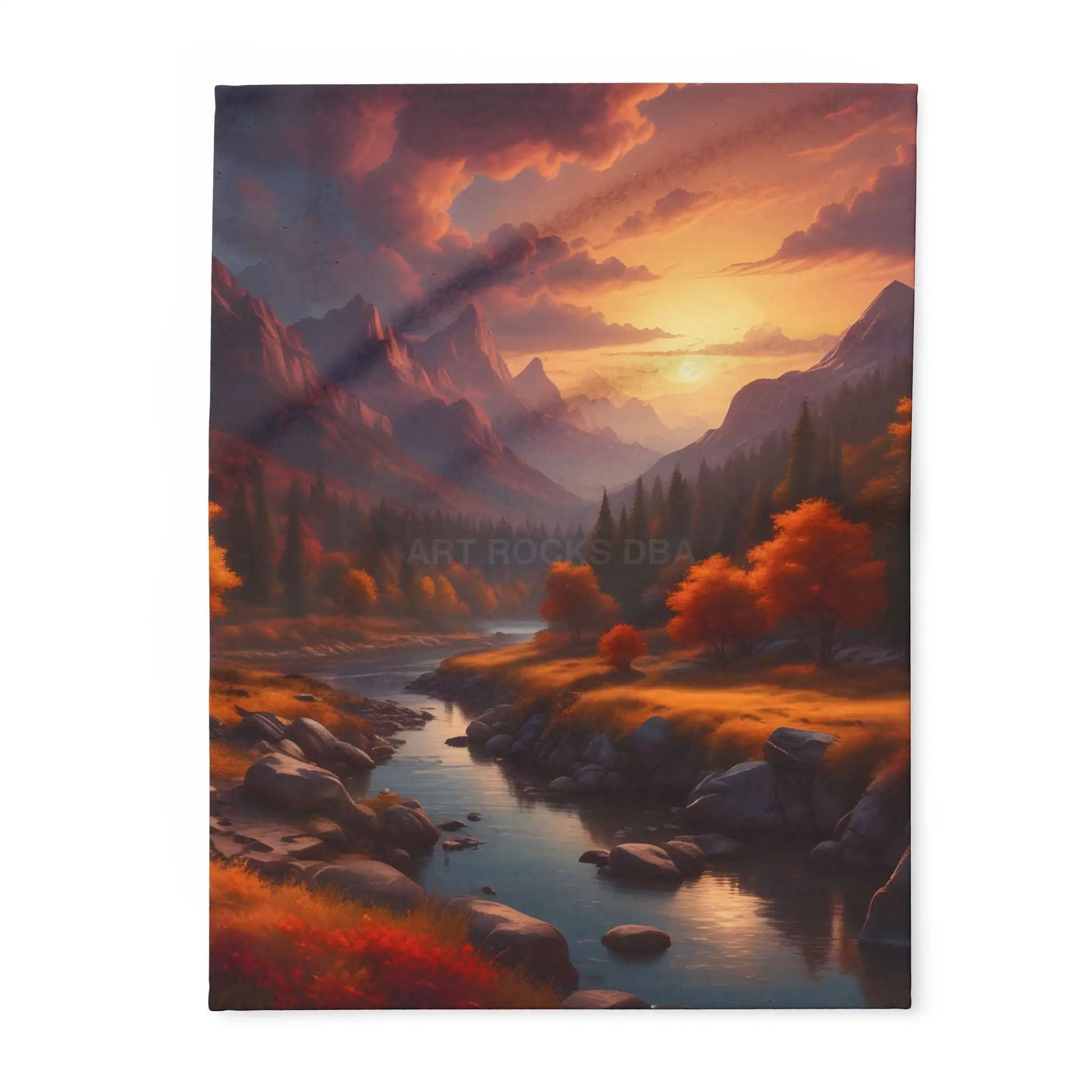 Fleece Blanket - Mountain Sunset in the Fall - 30’’ × 40’’ - Home Decor