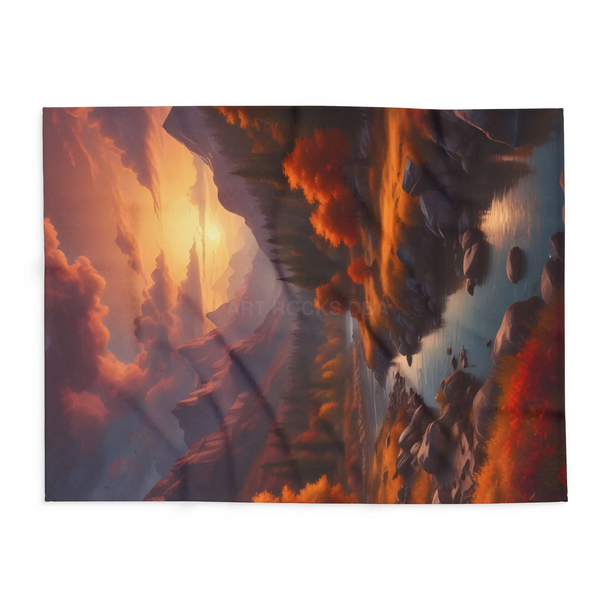 Fleece Blanket - Mountain Sunset in the Fall - Home Decor