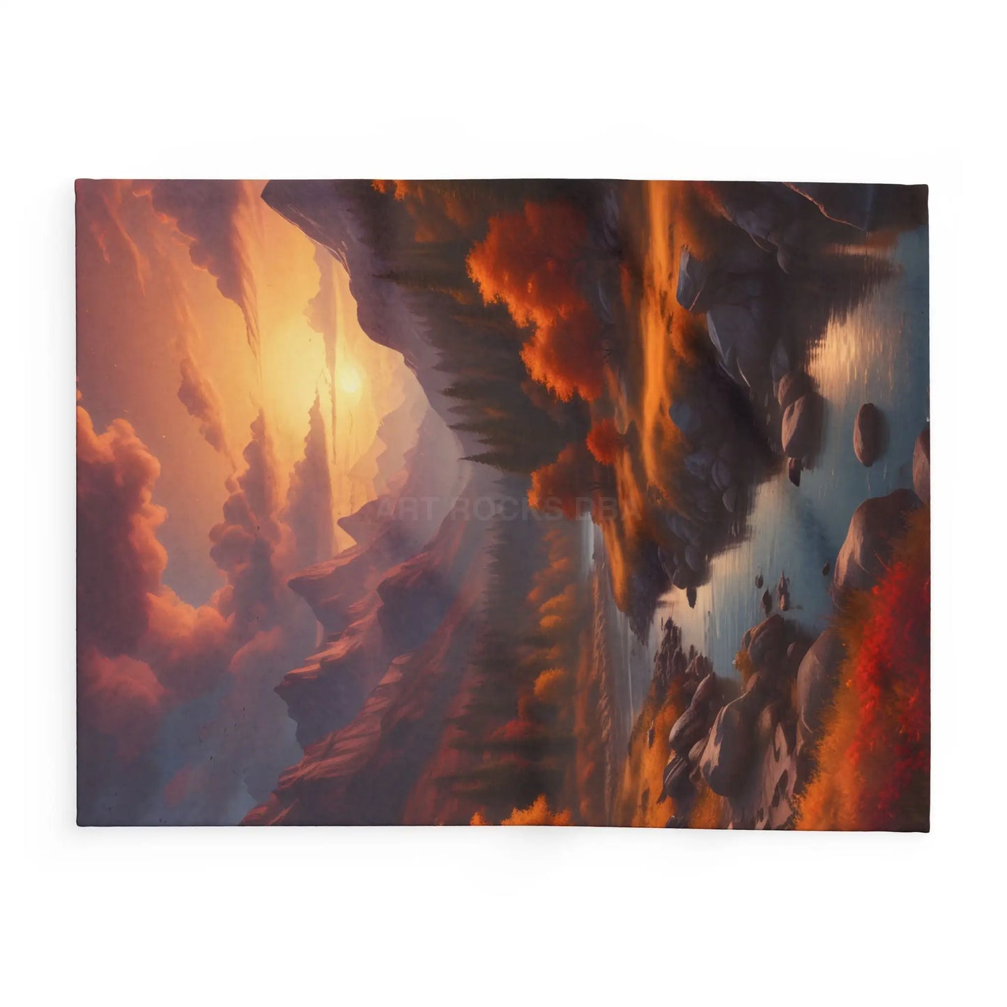 Fleece Blanket - Mountain Sunset in the Fall - Home Decor