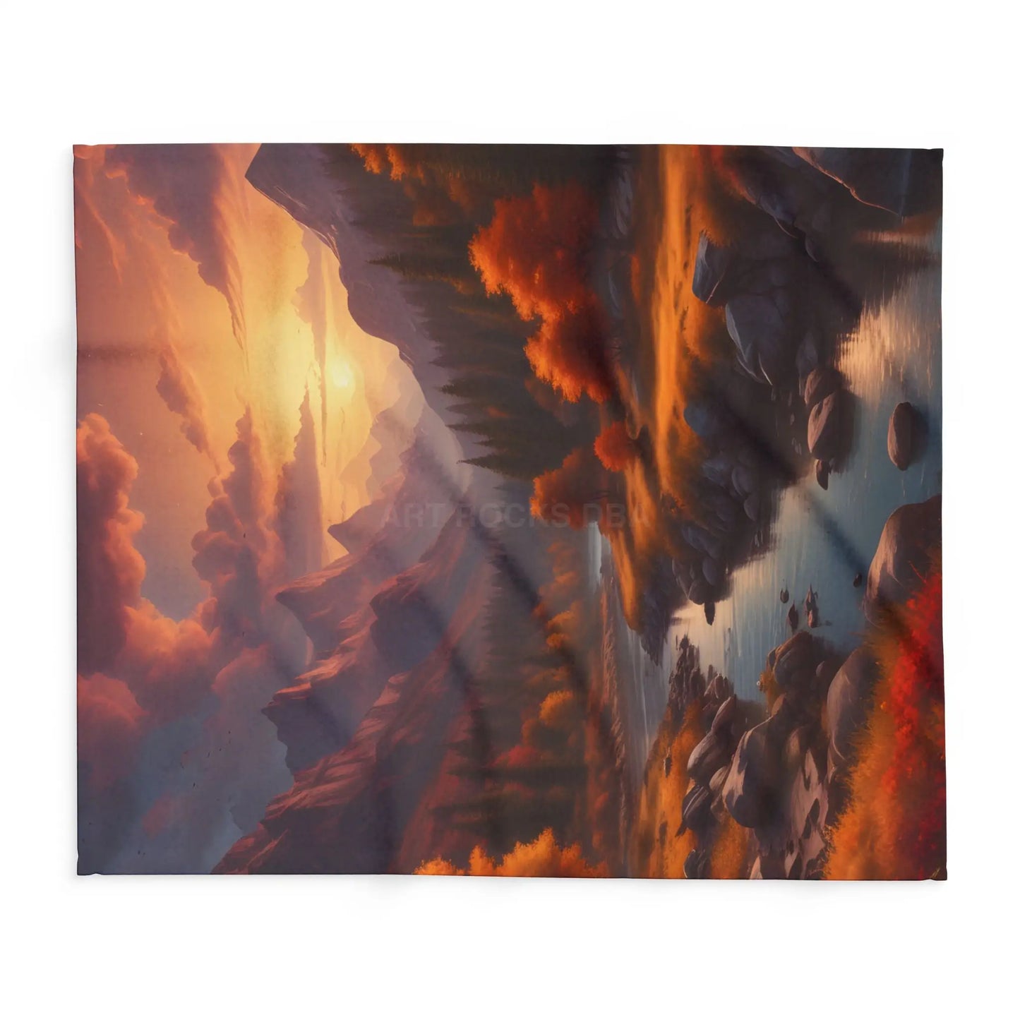 Fleece Blanket - Mountain Sunset in the Fall - Home Decor