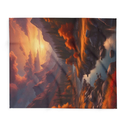 Fleece Blanket - Mountain Sunset in the Fall - Home Decor