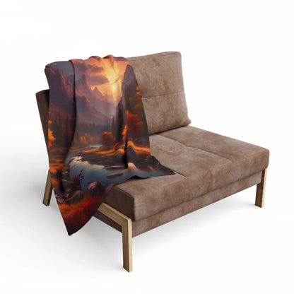 Fleece Blanket - Mountain Sunset in the Fall - Home Decor