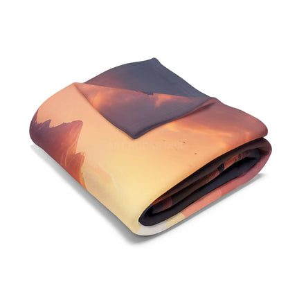 Fleece Blanket Sunset Over a River in the Mountains - Home Decor