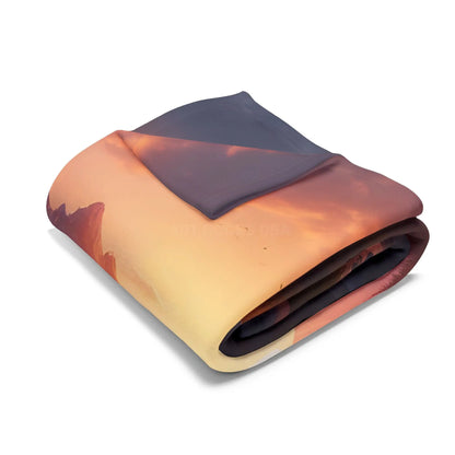 Fleece Blanket Sunset Over a River in the Mountains - Home Decor