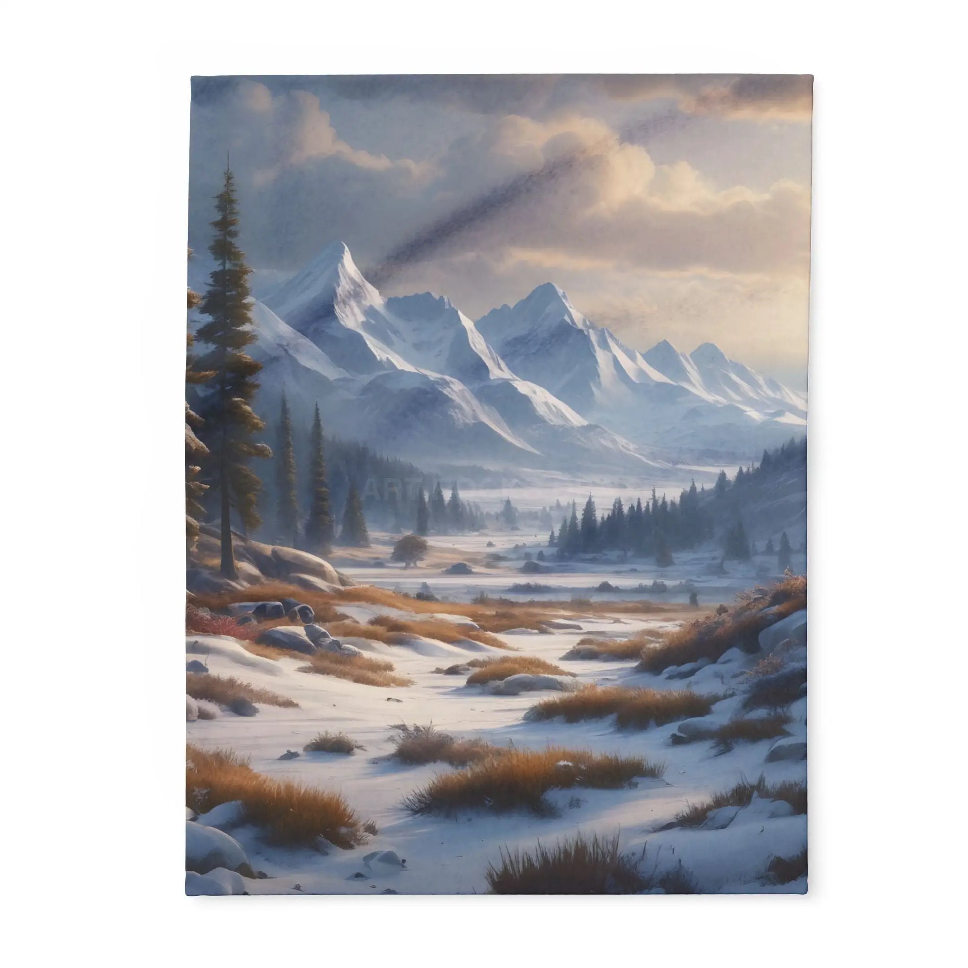 Fleece Blanket Winter Snow Meadow in the Mountains - Cozy Home Decor - 30’’ × 40’’ - Home Decor
